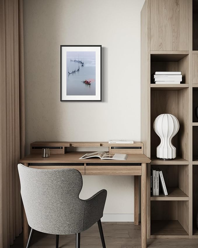 Oriental Beauty: Stunning Feng Shui Landscape Wall Art Vertical Prints for Home Decor in 3 Sizes (Tranquil Waters and Fising Scene, 20" x 30", Oriental Beauty)