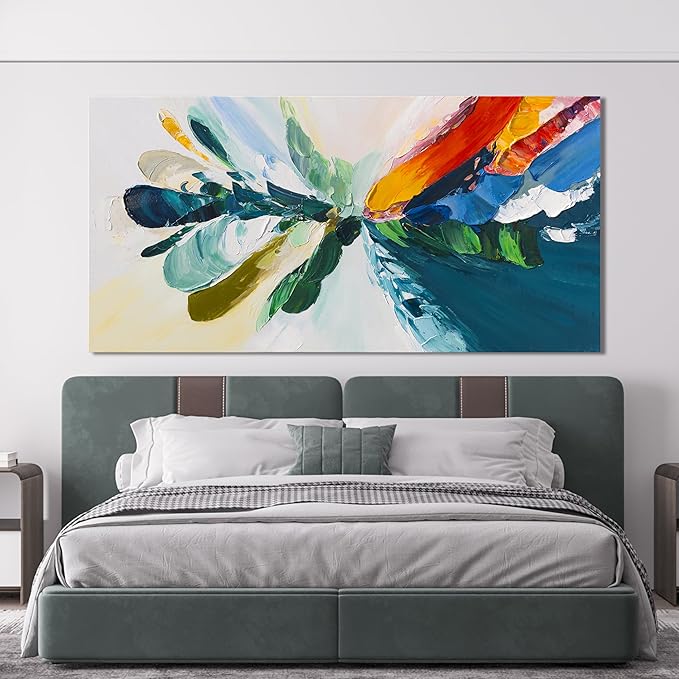 Canvas Wall Art Decor Large Wall Art Pictures For Living Room Blue White Wall Art Decor Canvas Abstract Art Colorful Abstract Wall Art Prints Art Work For Bedroom Office Kitchen Wall Decor 29" x 58"