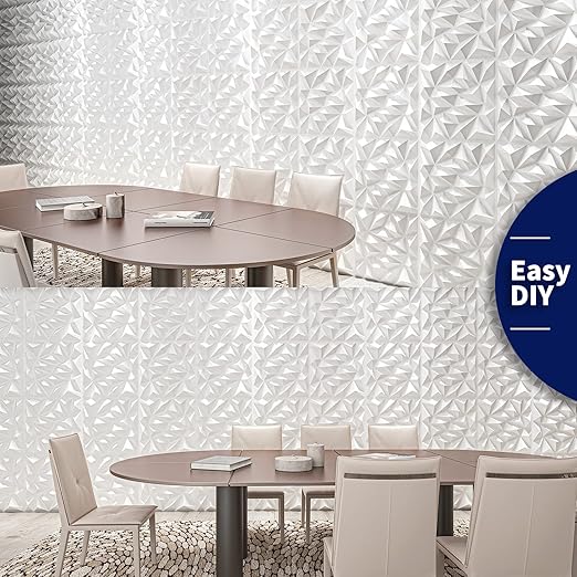 Art3dwallpanels 33 Pack 3D Wall Panel for Interior Wall Décor, PVC Textured Wall Panels, Modern 3D Wallpaper, White