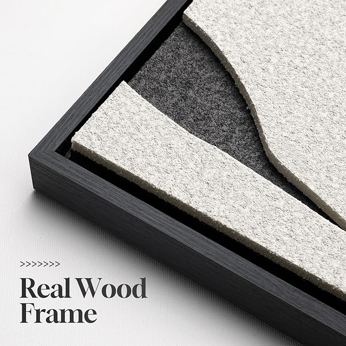 Large 3D Textured Framed Black and White Abstract Wall Art for Living Room, 3 Piece Modern Artwork for Walls, Minimalist Black White Texture Paintings for Hallway Office Wall Decor 24x36 In