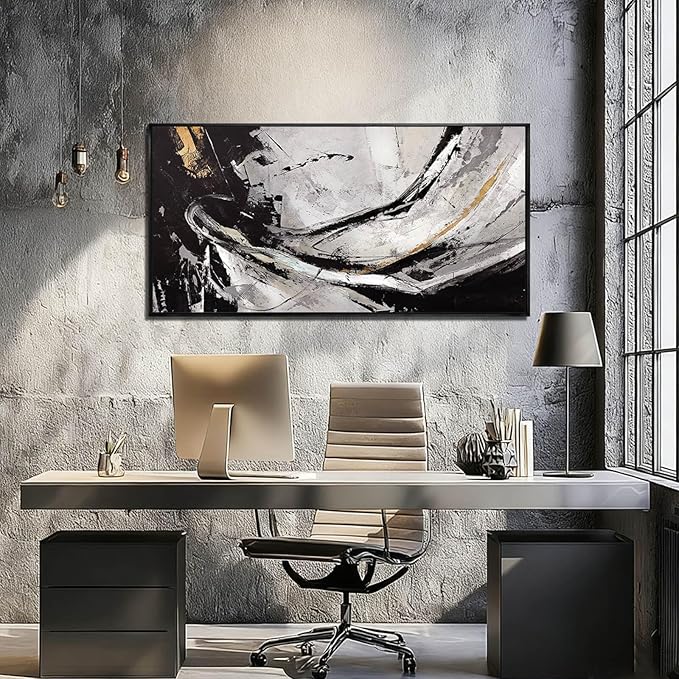 Abstract Framed Wall Decor Vintage Wall Art Neutral Canvas Poster 24"x48" Large Pictures for Living Room Office Decorations