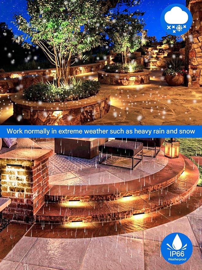 5W Retaining Wall Lights 7 inch LED Hardscape Lighting Low Voltage Landscape Paver Lights 12V 24V Step Lights Outdoor IP66 Waterproof 3000K Soft White Stair Deck Lighting(2 Pack+Connectors)