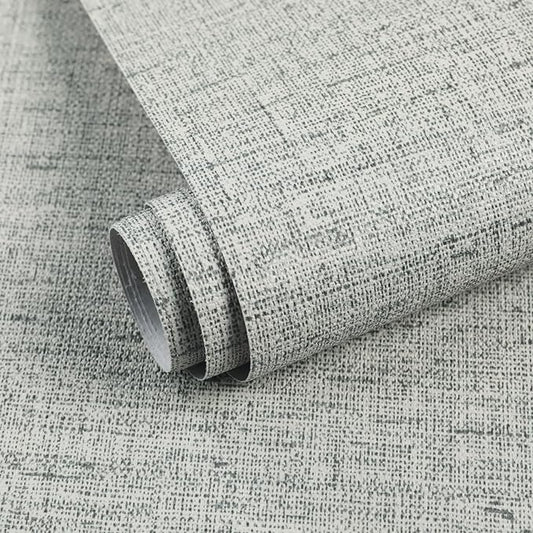 15.75"x590.6" Gray Grasscloth Wallpaper Peel and Stick Removable Textured Wall Paper Self Adhesive Contact Paper Faux Linen Cabinets Drawers Bookshelves Thickened Waterproof Shelf Vinyl Roll