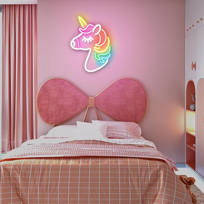 Kavaas Neon Unicorn Sign 13.8" x 10.7", LED Unicorn Neon Lights for Girls Room Office Dorms - Best Gifts for Birthday, Christmas, Unicorn Lovers, Kids