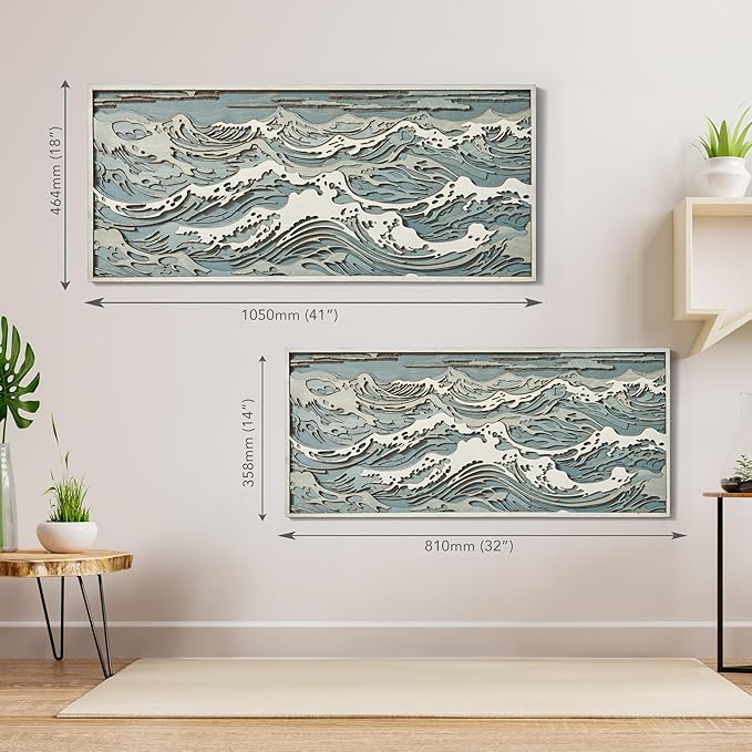 NEODECO Parametric Wood Waves wall decor, 3D wood wall sculpture, Waves in the Stormy Ocean Wood Wall Art, Abstract wall decor, Acoustic wall panel (Large)