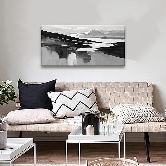 Abstract Canvas Art Wall Decor Black White Wall Art Painting Abstract Black Wall Art Prints Minimalist Decor Artwork For Bedroom Kitchen Office Bathroom Artwork 20"×40"