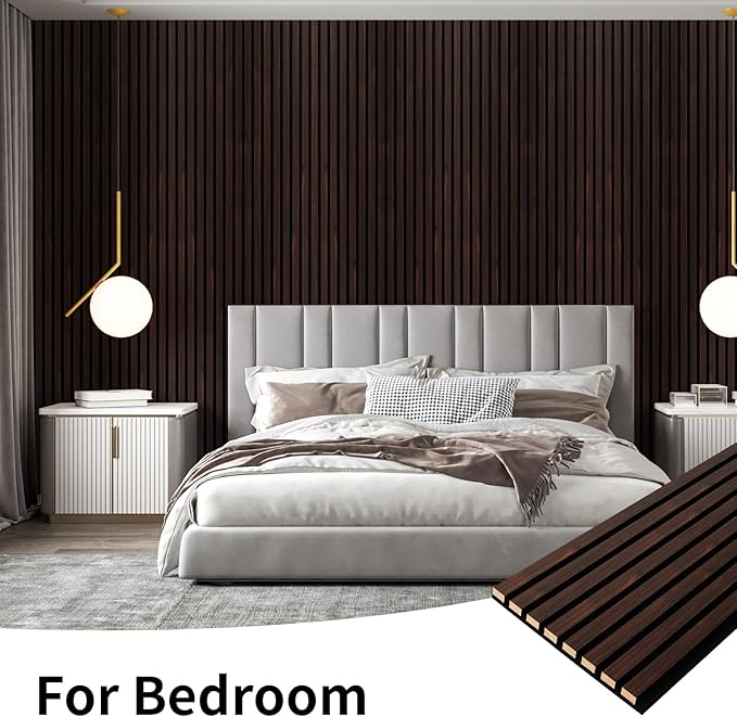 Art3dwallpanels Wood Slat Wall Panel, 108'' x 13'' Wood Panels for Wall 2 Pack 3D Soundproof Wall Panels, Large Acoustic Panels for Interior Ceiling and Wall Decor Noise Reduction,Walnut