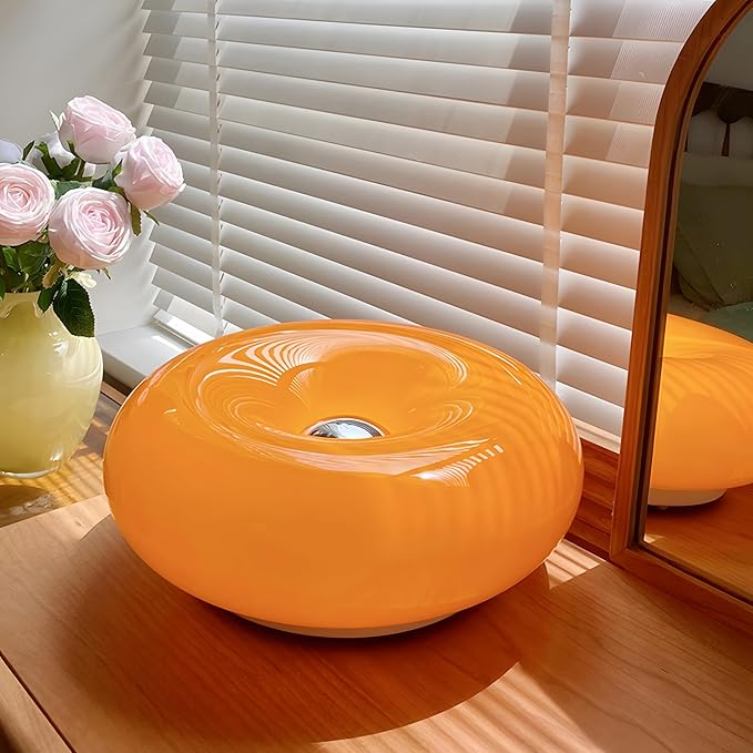 Creative Design Atmosphere Donut Lamp, Plug- in Bedsided Wall Sconce Or Ambient Lighting, Modern Orange Donut Light for Warm Decoration,Cute Table Light for Children's Room Or Living Room