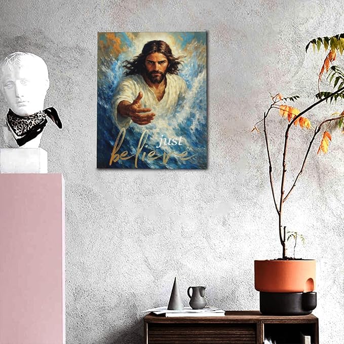 Christ Jesus Wall Art Christian Canvas Wall Decor Religious Bible Pictures Christ Paintings Prints Artwork Framed Divine Mercy Decorations For Church Prayer Room Bathroom Bedroom Living Room Gifts 16" x 20"