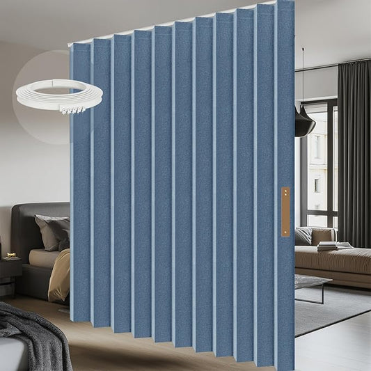 100% Blackout Drapes for Sliding Glass Door - Thermal Insulated Door Blinds Patio Door Curtains Vertical Blinds for Window(Blue, W180 x L84, 1 Pack)