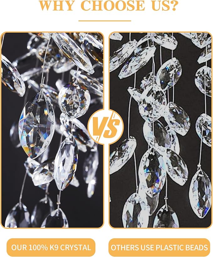 Modern Tree Branch Crystal Chandelier Luxury Gold Crystal Pendant Lighting 23.6" Contemporary 8-Light Chandeliers for Dining Room Kitchen Bedroom Living Room