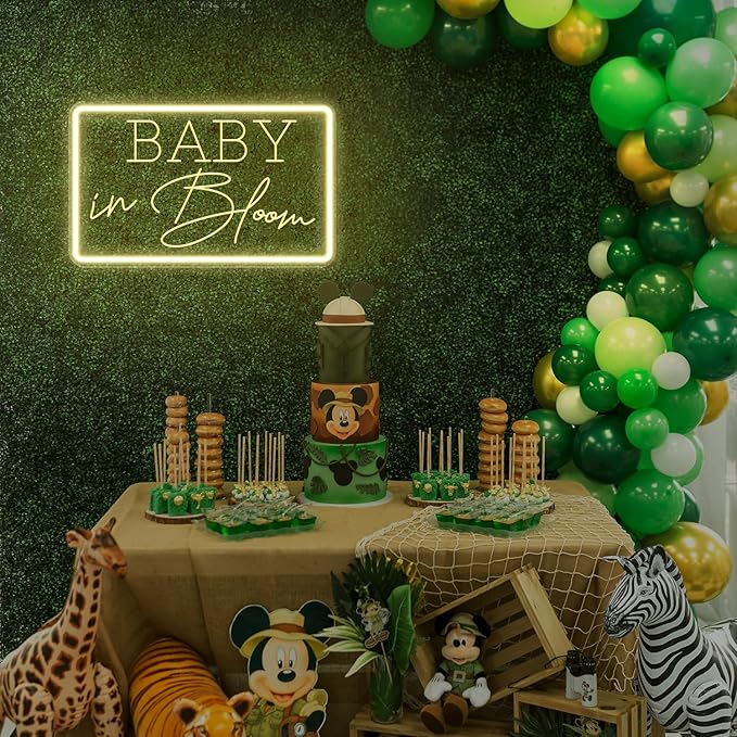 Baby in Bloom Neon Signs for Baby Shower Party Decorations, Neon Led Light Up Letters Sign for Birthday Party Decor, Gender Reveal Girl or Boy, Bedroom, Home, INSNEnN, 15.4 * 9.6 Inches