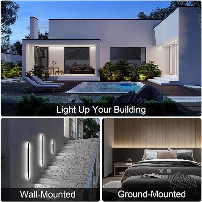 2 Pack Outdoor Wall Washer Lights ,72W 5000K Daylight White Wall Washer Lighting,IP67 Waterproof 4ft 120V Linear Led Wall Light Bar for Outdoor Indoor Building Sign, Hurches,Garden,Courtyards Lighting