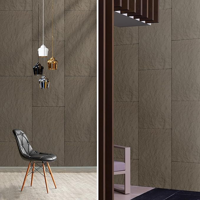 KASARO PU 3D Faux Stone Wall Panels, 4 PCS Wainscoting Panel for Interior Wall Decor, Cement Texture Accent for Home, Office, 47.2×23.6inch, Cement Grey