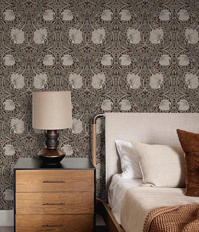 NextWall Pimpernel Floral Peel and Stick Wallpaper (Auburn & Eucalyptus)