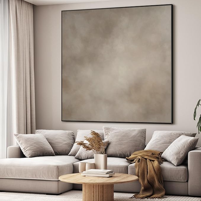 60"x60" XL Framed Wall Art - Abstract Beige and Taupe Marble (Frame Assembly Required)
