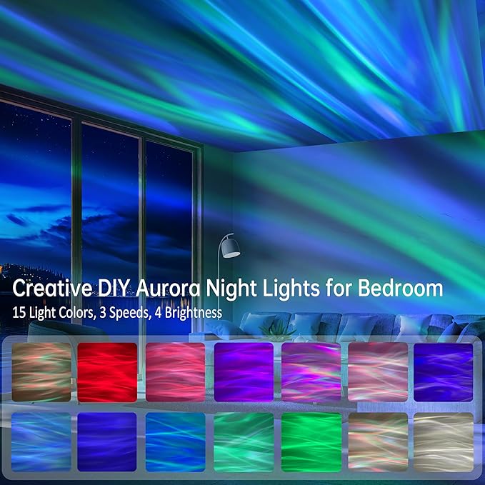 Northern Lights Projector, Galaxy Projector Night Light with Remote Control& Timer Function, Sleep Aid, Aurora Ceiling Projector Light for Bedroom Decor, Christmas Gift for Kids, Adults