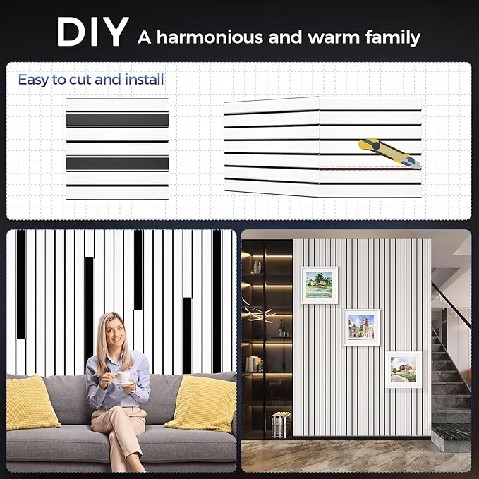 8 Pack 2-Layer Fold Soundproof Wall Panels, 24 x 12 x 0.41 in Large Sound Proof Foam Panels for Walls, 0.9lb/ft³ High Density, 3D Acoustic Panels,Artistic Noise Dampening Panels White&Black