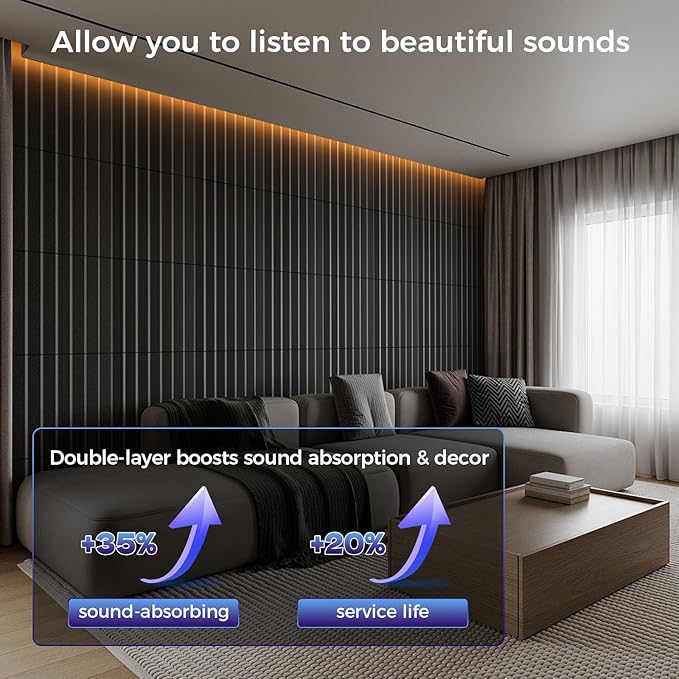 8 Pack 2-Layer Fold Soundproof Wall Panels, 24 x 12 x 0.43 in Large Sound Proof Foam Panels for Walls, 0.9lb/ft³ High Density, 3D Acoustic Panels,Artistic Noise Dampening Panels Black&White