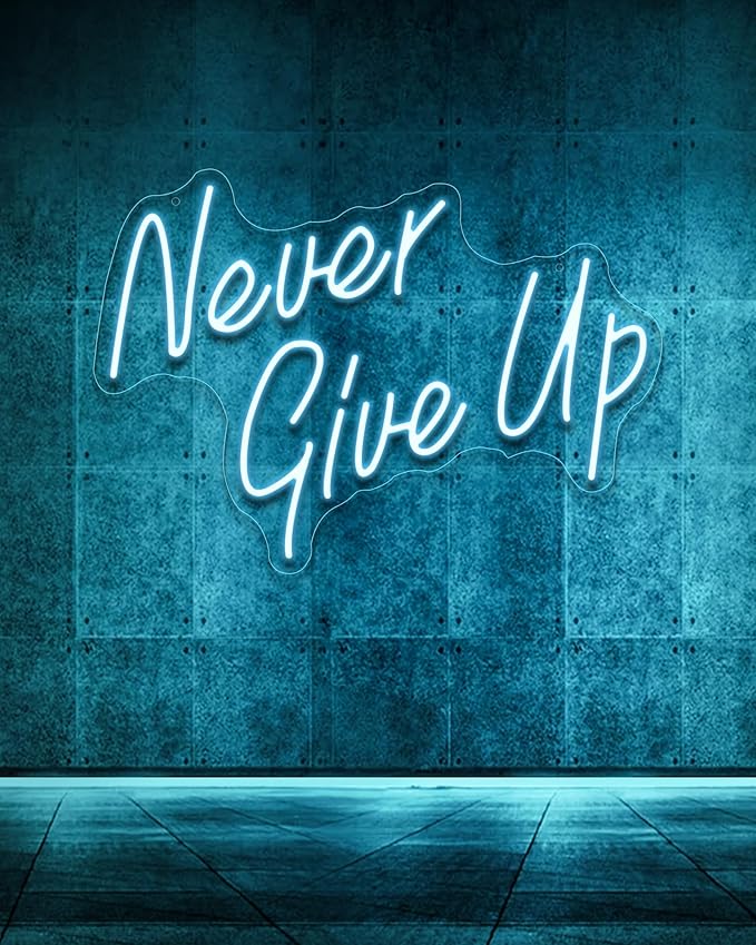 NEVER GIVE UPLED Neon Sign for Wall Decor,Neon Lights Party Decorations, USB Powered Switch Neon Lights lighting adjustable for Office Room, Gym Room, Man Cave, Gamer Room
