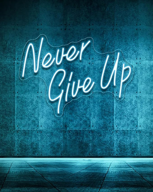 NEVER GIVE UPLED Neon Sign for Wall Decor,Neon Lights Party Decorations, USB Powered Switch Neon Lights lighting adjustable for Office Room, Gym Room, Man Cave, Gamer Room