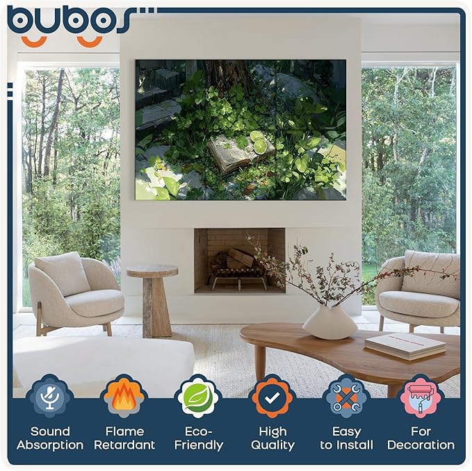 BUBOS 6 Pack Art Acoustic Panels Soundproof Wall Panel,23.6X23.6 Inches Large Sound Panel,Self-Adhesive Decorative Acoustical Wall Panels, Acoustic Treatment for Home（Clover Chronicles ）