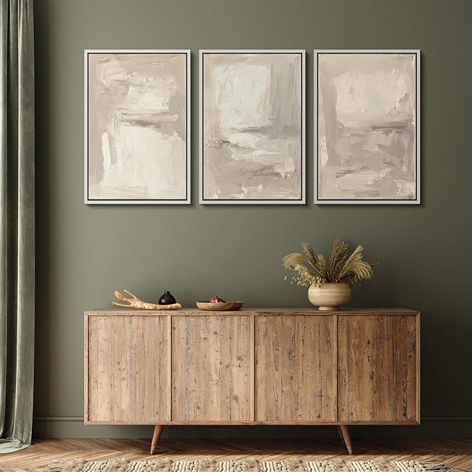 MUDECOR Framed Wall Art Print Set Neutral Abstract Modern Minimalist in Beige and Cream Tones Illustrations Modern Art Boho Decorative Colorful Chic for Living Room, Bedroom, Office - 24"x36"x3 White