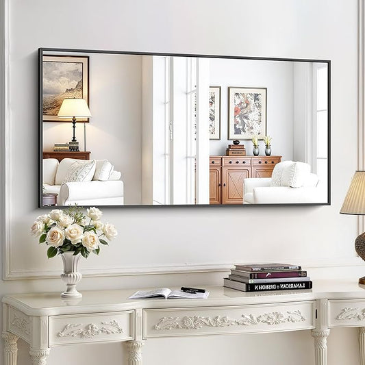 KOCUUY Black Bathroom Mirror, 24x48 Inch Rectangle Mirror for Over Sink, Modern Decorative Wall Mirror for Bedroom Living Room Bathroom, Hang Horizontal/Vertical