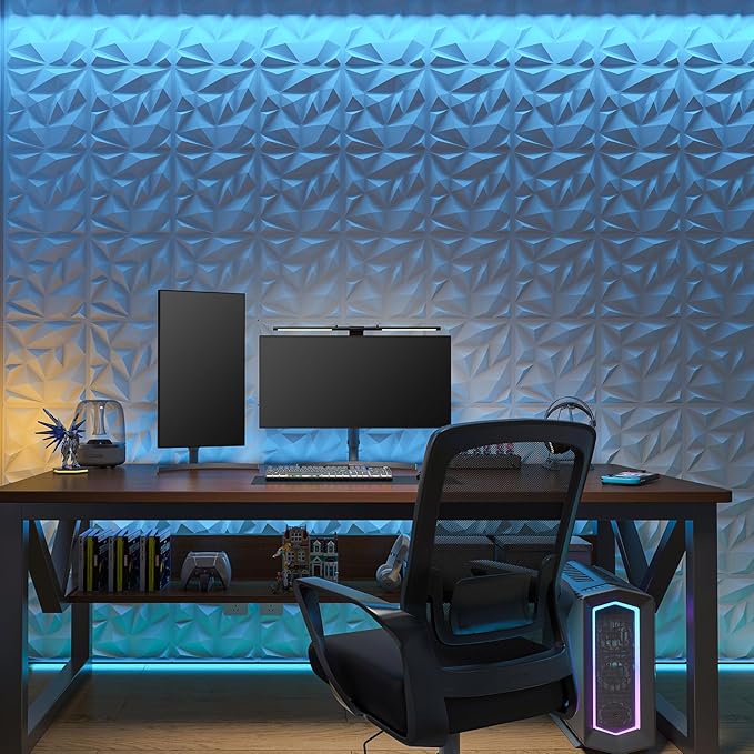 Art3d 20 Pack Decorative 3D Wall Panels for Interior Wall Decor Living Room, 11.8"x11.8" Cover 19 Sq.Feet White PVC Panels for Bedroom TV Background Gaming Room Decor