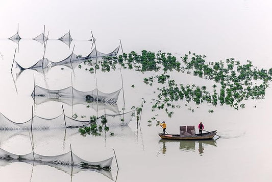 Oriental Beauty: Stunning Feng Shui Landscape Wall Art Prints for Home Decor in 3 Sizes (Tranquil Waters: Traditional Fishing Scene, 12" x 18", Oriental Beauty)