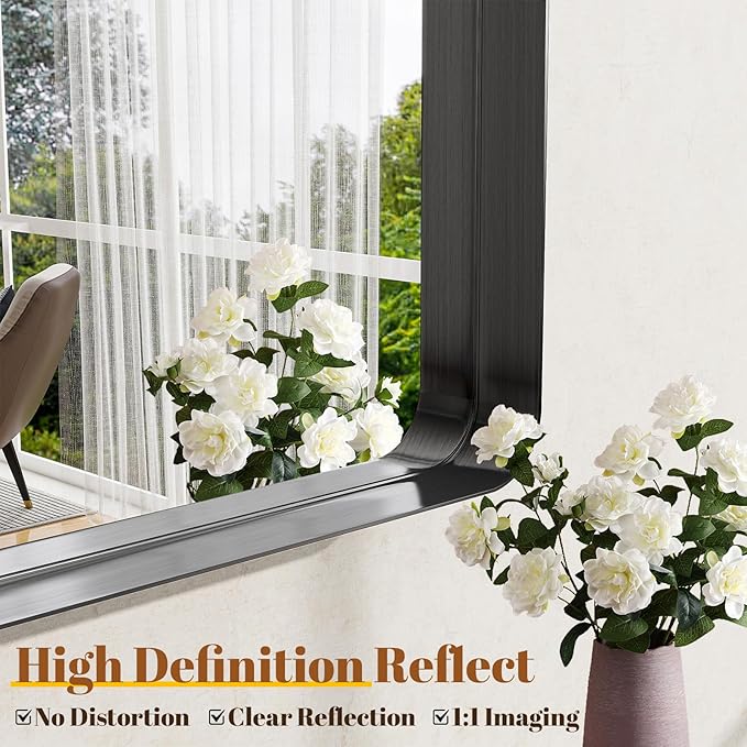 Bathroom Mirror Vanity for Over Sink Wall Mirror - 30x48 Inch Rounded Corner Rectangle Aluminum Frame Mirror,Hangs Horizontally or Vertically for Living Room Bedroom or Entryway Black