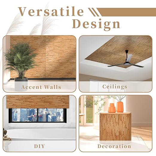 216'' x 35'' 3D Art Natural Reed Wall Panel-Lightweight & Flexible Wall Decor for Wall Covering, Ceiling Decor, Furniture Accents – DIY-Friendly, Tropical Style for Home & Commercial Spaces
