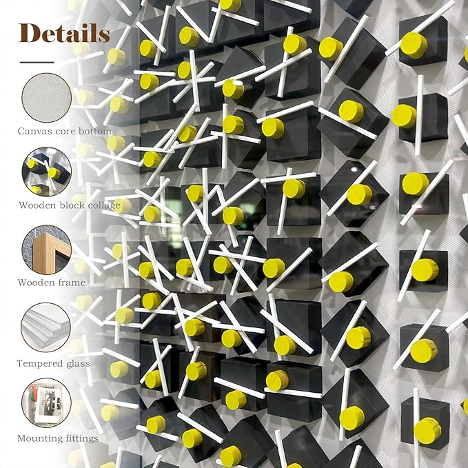 LIUZEYUE - Wooden block three-dimensional painting geometric modeling wall decoration 3D wooden artwork living room bedroom background wall office decoration painting 31.5"x31.5"