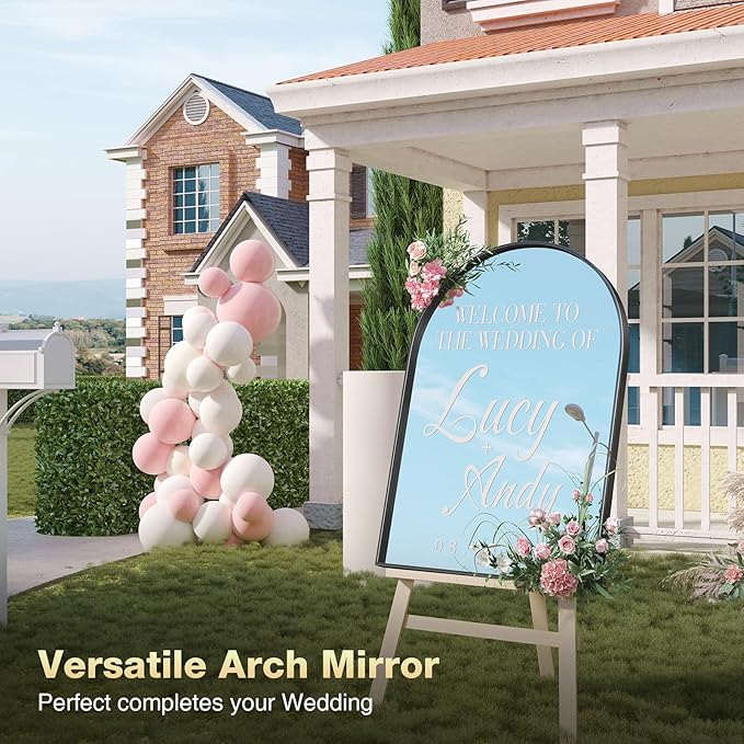 Brightify Arched Mirror, 28 x 40 Inch Black Arch Wall Mirror, Metal Frame Black Bathroom Mirror, Top Bathroom Vanity Mirror for Living Room Bedroom Mantel Entryway Hallways