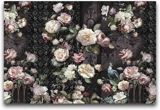 Cliouar-Black Fence Bird Peacock Pink Yellow White Rose 3D Mural Wallpaper Bedroom Living Room Decor 158" x 110"(Not Self-Adhesive)