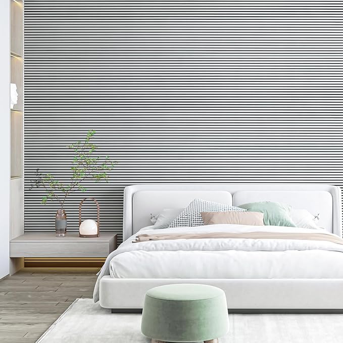 Art3d 4-Pack Glue-On Fine Bar Wainscoting Panel for Interior Wall Decor - 104 x 12 Inch Polystyrene Ultralight Slim Slat Wall Panels for Living Room Bedroom, Poplar