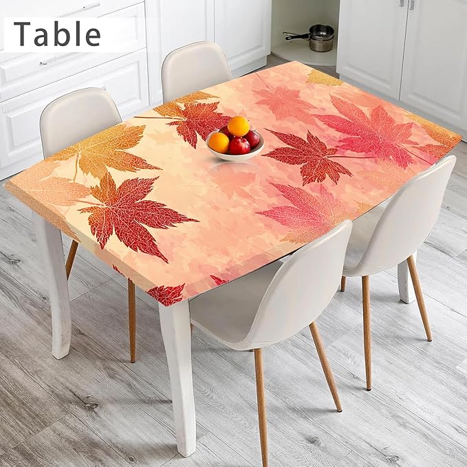 Nuxovilar Autumn Maple Leaf Beige Background Textured Peel and Stick Wallpaper, 15.75"x39.37", Self-Adhesive Contact Paper, Red Orange Foliage Pattern for Bedroom, Living Room and Table Decor