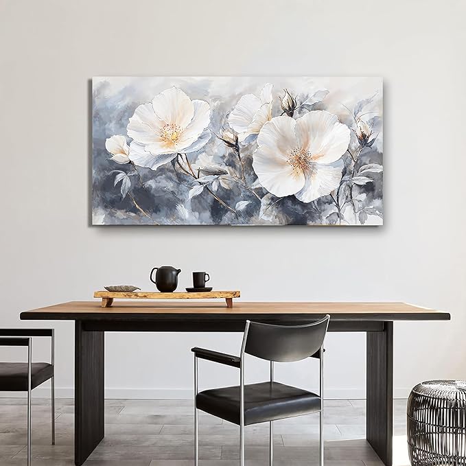 Canvas Wall Art Decor Black and White Wall Art Decorations Vintage Flower Wall Art Prints Wall Art Pictures for Living Room Canvas Art Wall Decor Artwork for Walls Bedroom Office Decor 20" X 40"