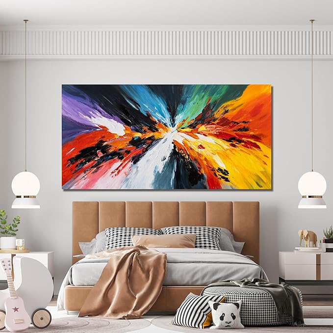 Canvas Wall Art Decor Large Wall Art Pictures For Living Room Black and White Wall Art Decor Canvas Abstract Art Work Colorful Abstract Wall Art Prints For Bedroom Office Kitchen Wall Decor 29" x 58"