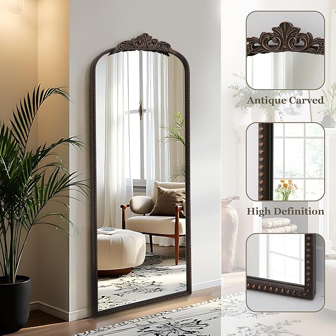 Micasso Bronze Full Length Mirror: 56''x21'' Traditional Ornate Vintage Floor Mirror - Baroque Antique Long Mirrors for Wall/Dressing Room/Bedroom/Entryway/Hallway - Home Decor for Living Room