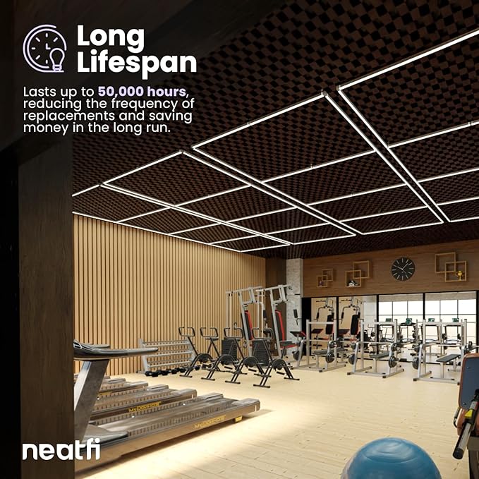 Neatfi LED Garage Ceiling Light, 31,680 Lumens, 6500K, 288W, Ultra-Bright Shop Light for Auto Shops, Car Detailing, Barber Shop, Beauty Salon, Basement, Warehouse, and Gym (4 Panels, Cool White)