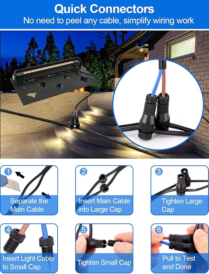 5W Retaining Wall Lights 7 inch LED Hardscape Lighting Low Voltage Landscape Paver Lights 12V 24V Step Lights Outdoor IP66 Waterproof 3000K Soft White Stair Deck Lighting(2 Pack+Connectors)