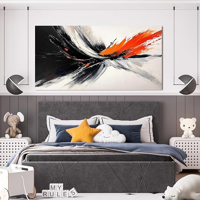 Canvas Abstract Wall Art Decor Black and White Wall Art Decorations Large Modern Wall Art Prints Abstract Canvas Art Wall Decor Wall Art Pictures for Living Room Artwork for Walls Home Room Decor 24"X48"