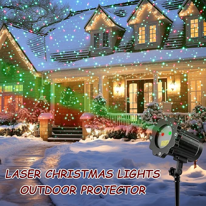 Christmas Projector Lights Outdoor, Holiday Laser Light With Remote Control, Moving RGB Projector for House Garden Yard