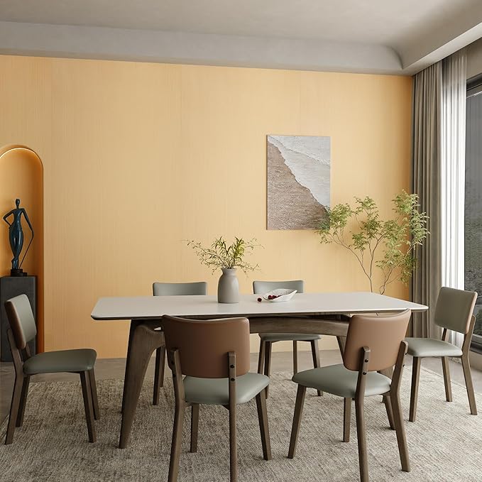 32"x354" Grasscloth Wallpaper Peel and Stick Light Yellow Thick 3D Relief Matt Textured Faux Linen Boho Contact Paper Vinyl Waterproof Vintage Grass Cloth Wall Paper for Office Bedroom Hotel Apartment