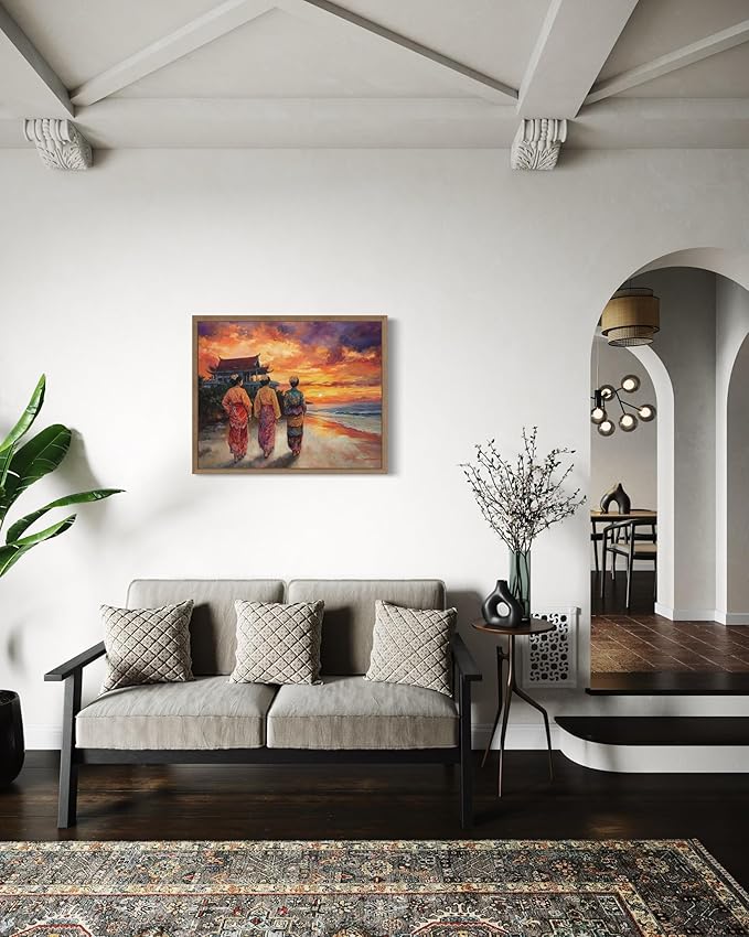 Malaysia Art Print Poster, Asia Oriental Countries Culture Wall Art Asian Paintings for Bedroom Bathroom Living Room Decor 97 (Malaysia, 8 x 10 inches, Wood Frame)