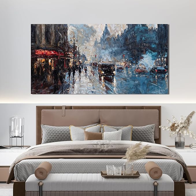 Canvas Wall Art Decor Large Wall Art Pictures for Living Room Abstract Canvas Art Wall Decor Artwork for Walls City Corner Wall Art Prints Wall Decorations Bedroom Home Aesthetic Wall Art Decor 24" X 48"