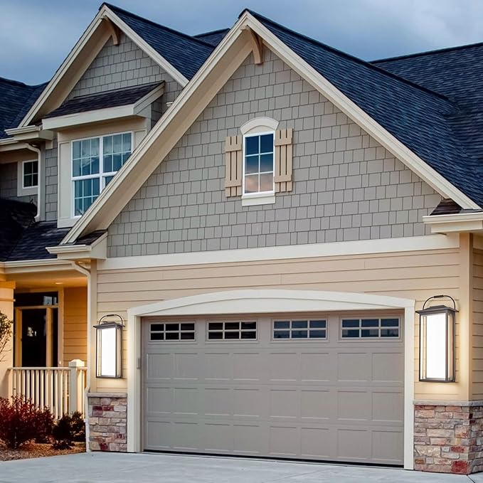 24" Ht Modern Oversized Outdoor Super Bright Wall Sconce with Built-in 2x20W LED Covered by Milky White Acrylic and Clear Glass, Suitable for Big House, Extra High Walls and Gates.