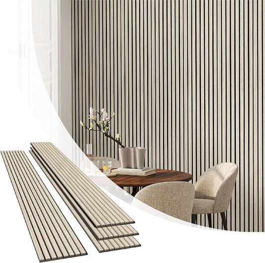 Olanglab Wood Slat Wall Panels 4 Pack, Wooden Acoustic Wall Panels, 94.5"x12.6" Each 3D Wall Panels for Interior Wall Decor (Light Oak-Extendo Trio)