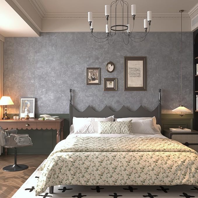 JSEVEM 31"×591" Air Guide Design Extra Wide Thick Light Grey Concrete Wallpaper Peel and Stick Waterproof Light Gray Concrete Contact Paper Vinyl Cement Stickers for Bedroom Bathroom Office Room Walls